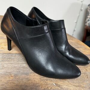 Cole Haan Black Leather Pointed Ankle Booties